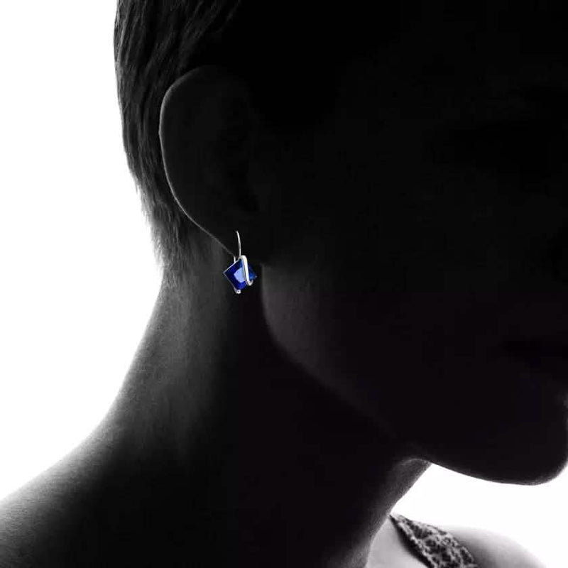 Sterling Silver Sapphire Diamond Cut Earring Earrings - DailySale