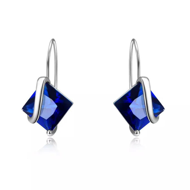 Sterling Silver Sapphire Diamond Cut Earring Earrings - DailySale