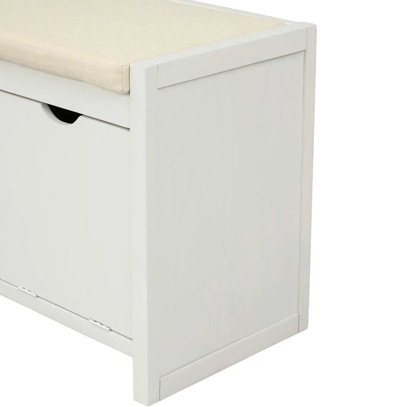 Storage Bench with Removable Cushion and 3 Flip Lock Storage Cubbies Furniture & Decor - DailySale