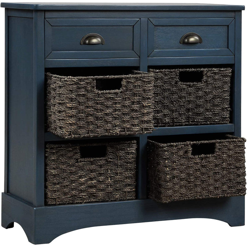 Storage Cabinet with 2 Drawers and 4 Rattan Baskets Furniture & Decor - DailySale