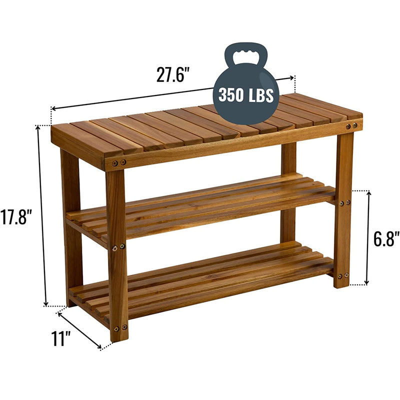 Storage Wooden Shoe Rack Rustic Wood Entryway Bench Furniture & Decor - DailySale