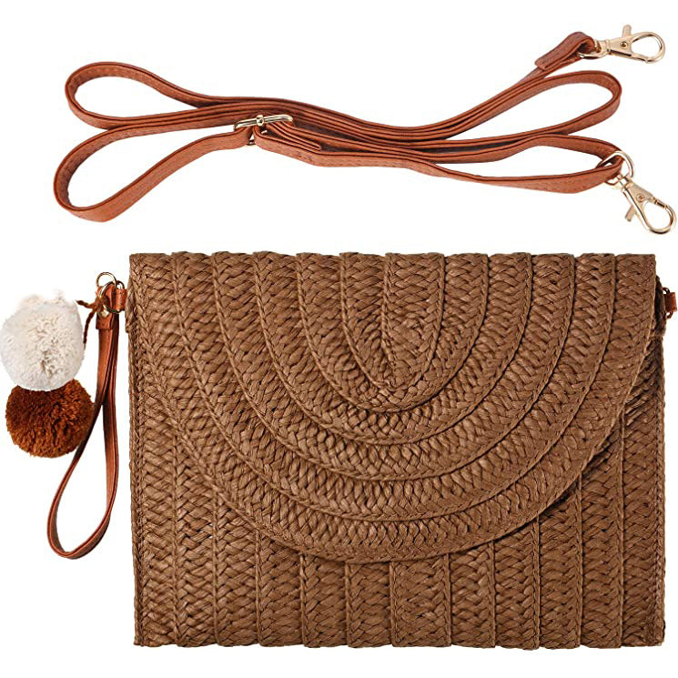 Straw Handmade Shoulder Bag Bags & Travel Light Brown - DailySale