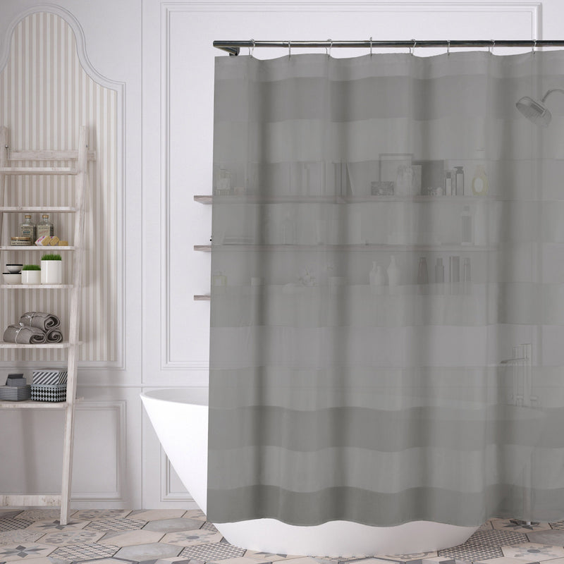 Striped Shower Curtain 70" x 72" with 12-Piece Hook Set Bath Gray - DailySale