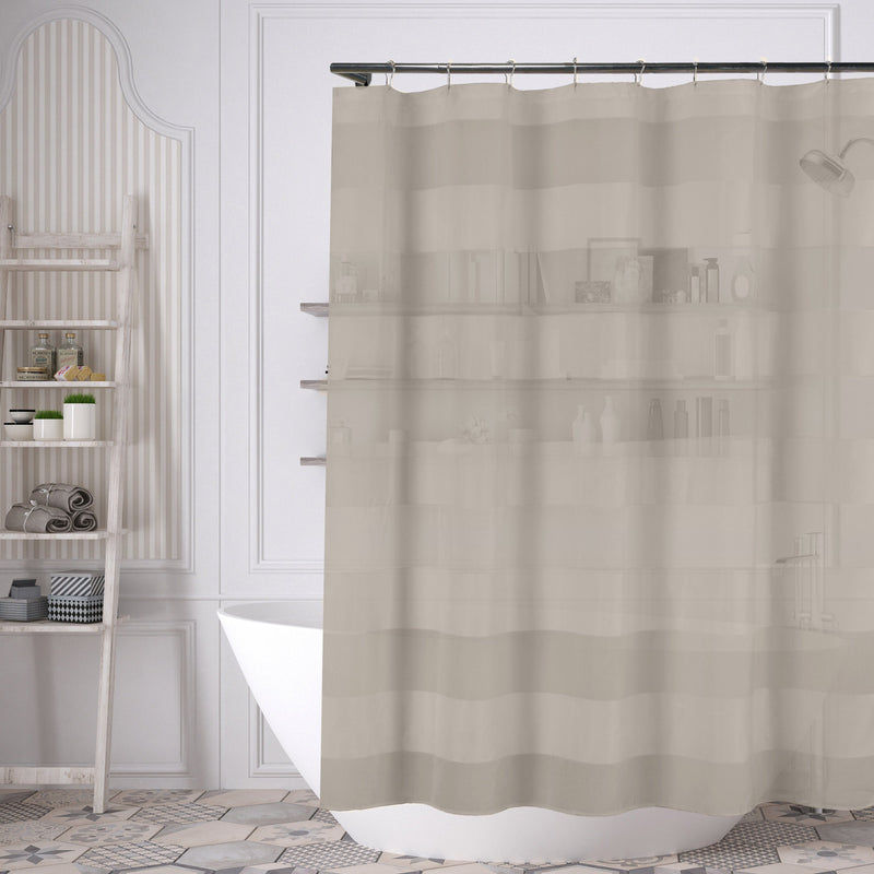 Striped Shower Curtain 70" x 72" with 12-Piece Hook Set Bath Taupe - DailySale