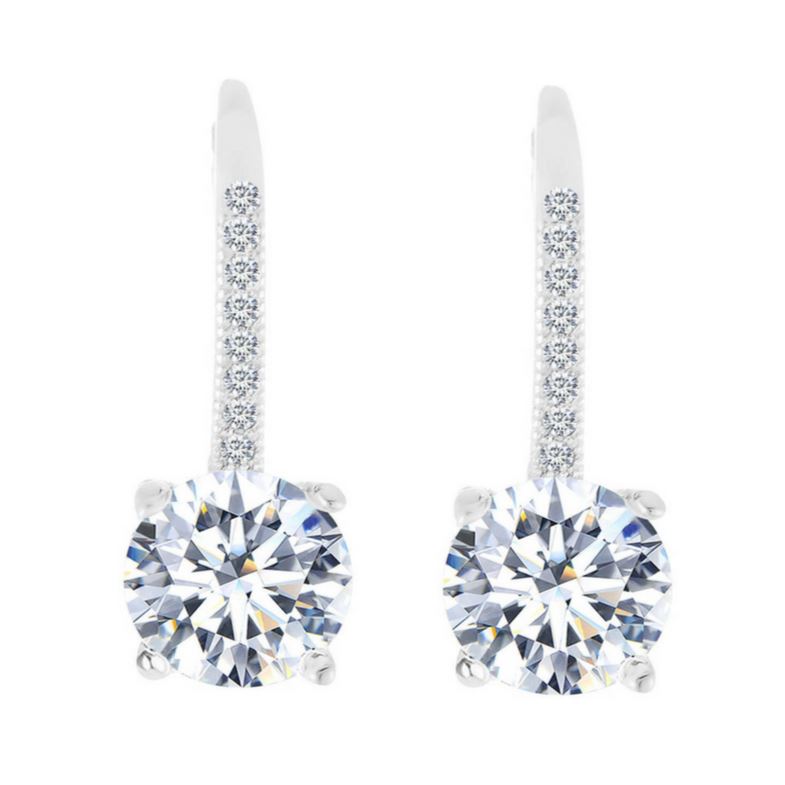 Studded Crystal Leverback Earring in 14K White Gold Jewelry - DailySale