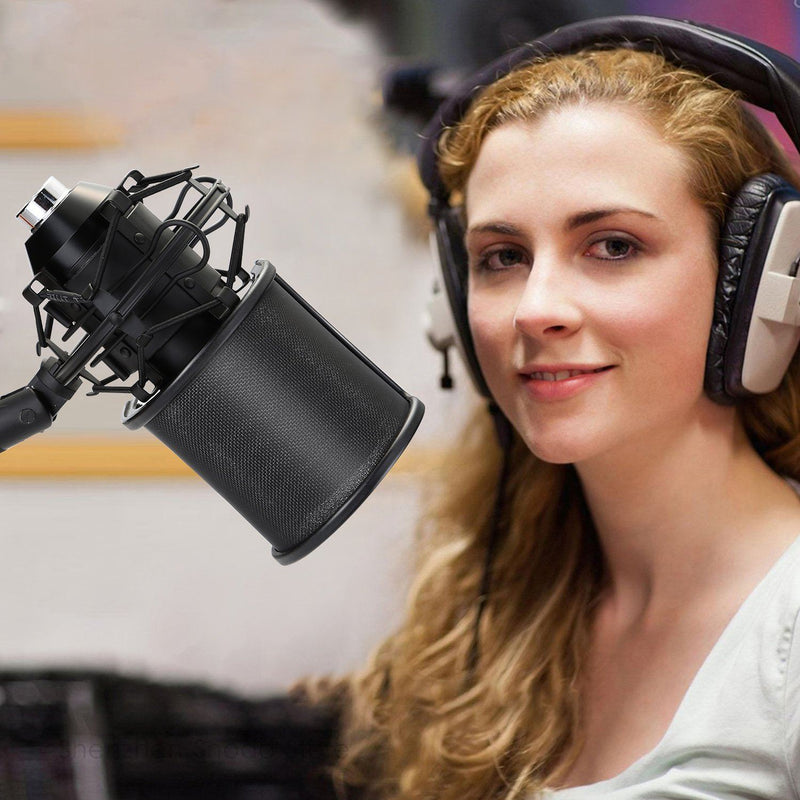 Studio Microphone Pop 3 Filter Layers Windscreen Shield Cover Mesh Headphones & Audio - DailySale