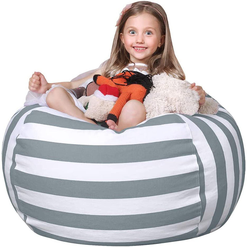 Stuffed Animal Storage Bean Bag Chair Cover Closet & Storage Gray - DailySale