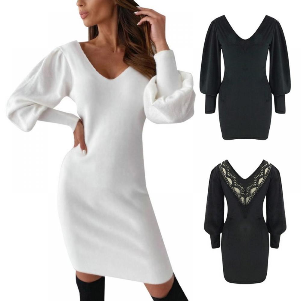 Summark Ladies Lace Long Sleeve Casual Slim Dress Women's Clothing - DailySale