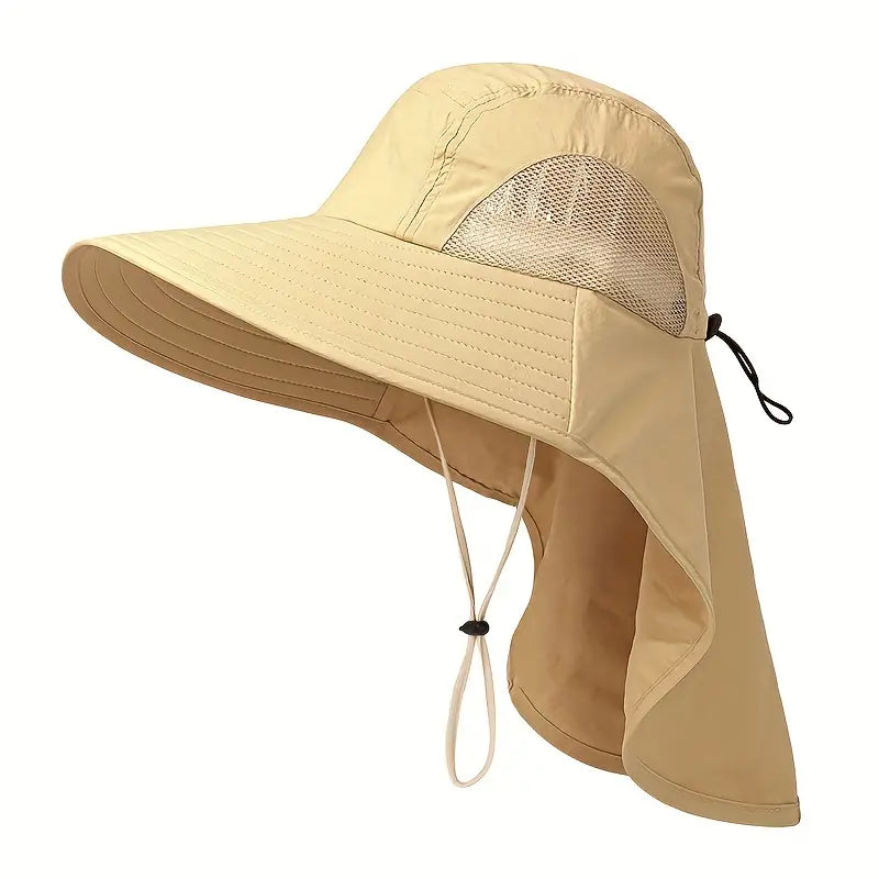 Summer Beach Neck Sunscreen Hat Sports & Outdoors Khaki - DailySale