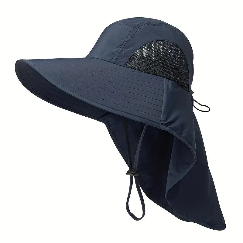 Summer Beach Neck Sunscreen Hat Sports & Outdoors Navy - DailySale
