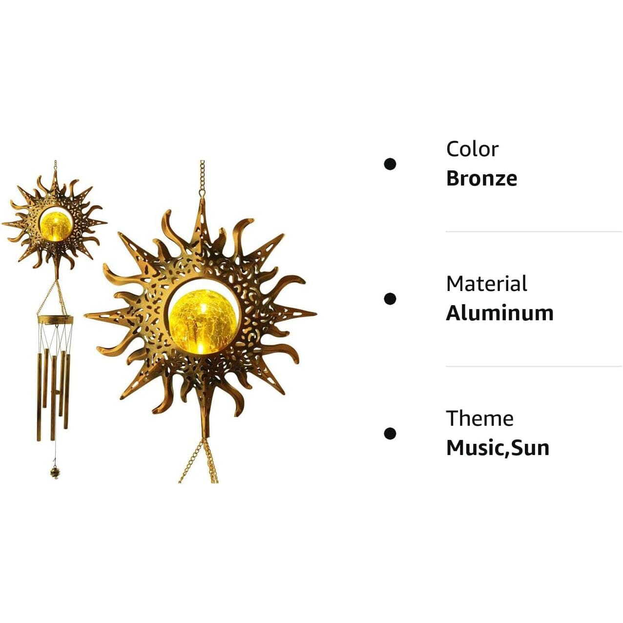 Sun Solar Wind Chimes Garden & Patio - DailySale