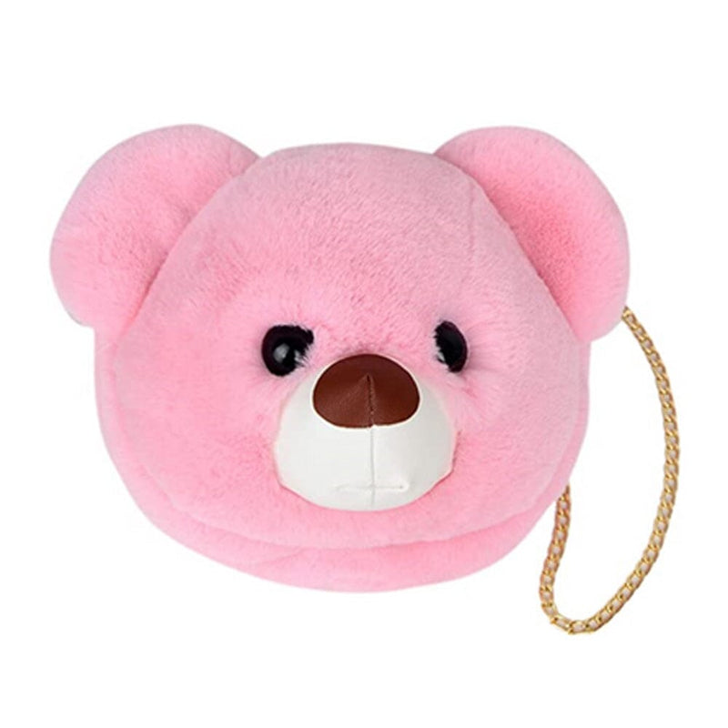 Super Cute Faux Fur Women's Handbag Bear Head Animal Bags & Travel Pink - DailySale