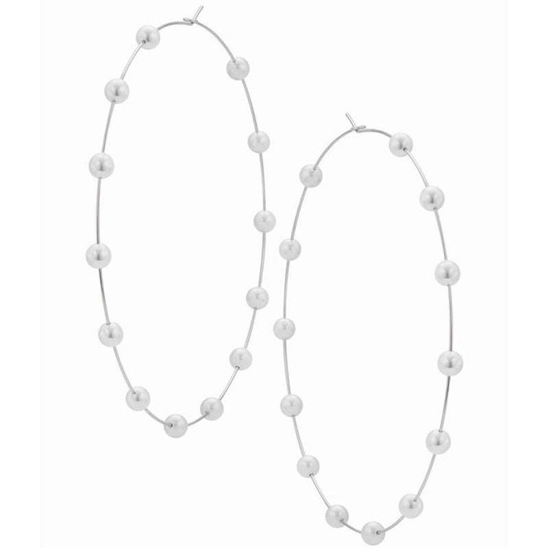 Super Huge Circle Pearls Earrings Thin Dangle Earrings Silver - DailySale