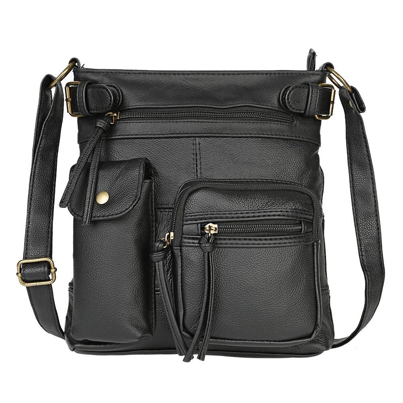 Super Soft Genuine Leather Top Belt Accent Crossbody Bag