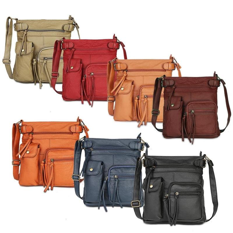 Super Soft Genuine Leather Top Belt Accent Crossbody Bag - Assorted Color Handbags & Wallets - DailySale