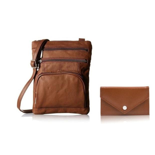 Super Soft Leather Crossbody Bag with Mini Commuter Card Case Bags & Travel Brown - DailySale