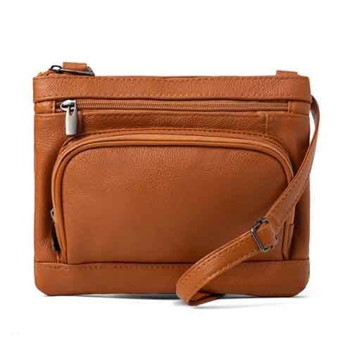 Super Soft Leather Wide Crossbody Bag Bags & Travel Light Brown - DailySale