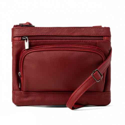 Super Soft Leather Wide Crossbody Bag Bags & Travel Red - DailySale