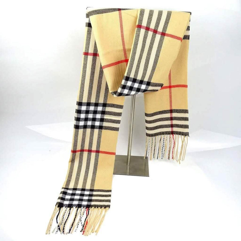 Super Soft Long Cashmere Wool Scarfs - Assorted Styles Women's Shoes & Accessories Beige Thin Line Plaid - DailySale