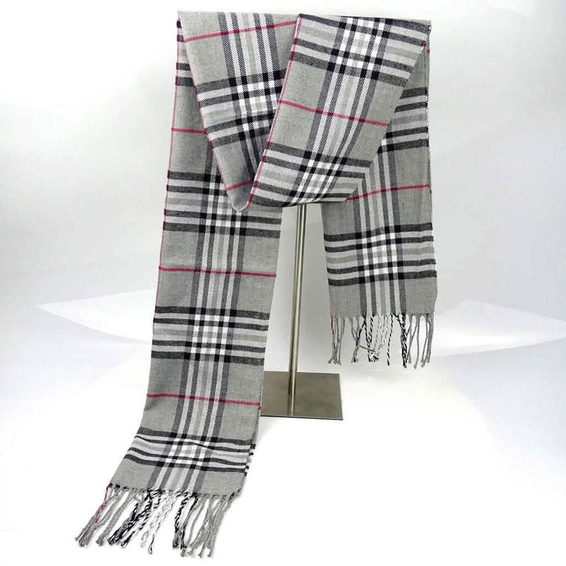 Super Soft Long Cashmere Wool Scarfs - Assorted Styles Women's Shoes & Accessories Gray Thin Line Plaid - DailySale