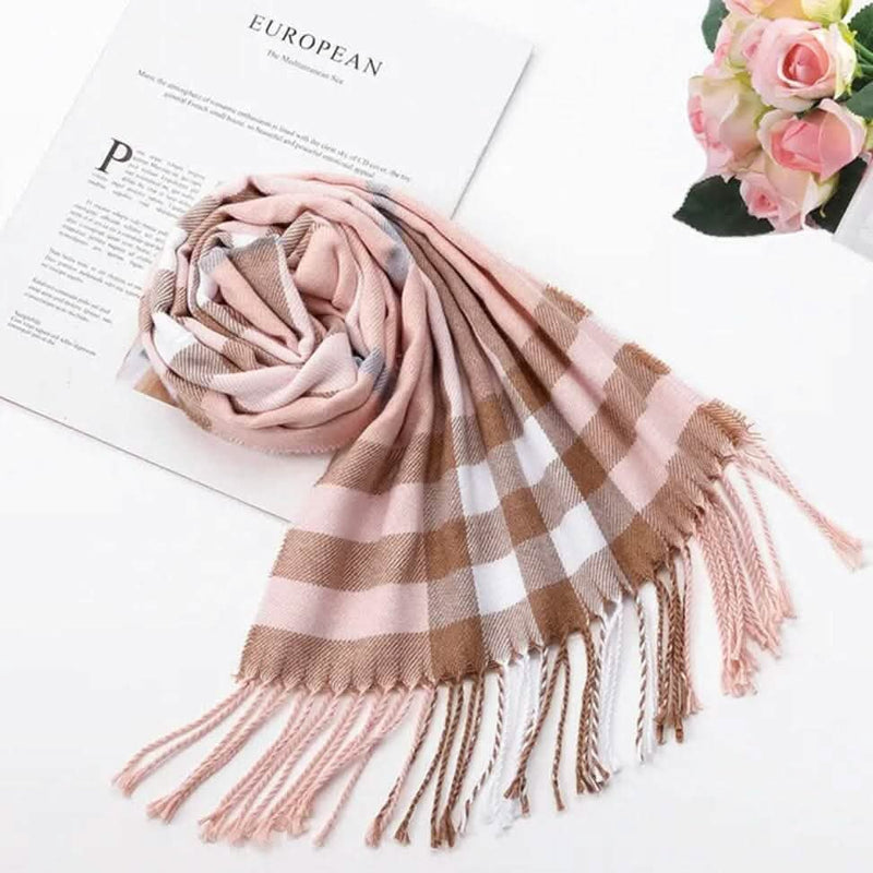 Super Soft Long Cashmere Wool Scarfs - Assorted Styles Women's Shoes & Accessories Pink Plaid with Brown - DailySale