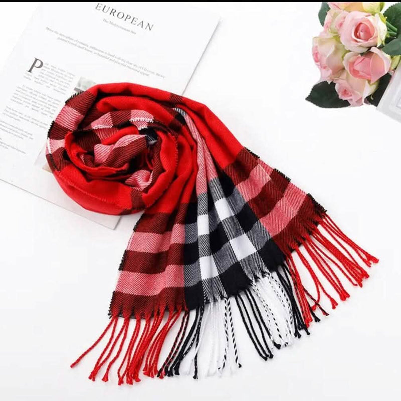 Super Soft Long Cashmere Wool Scarfs - Assorted Styles Women's Shoes & Accessories Red Plaid - DailySale