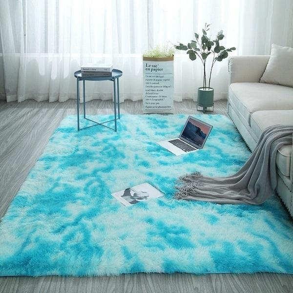 Super Soft Tie-Dye Art Carpet Floor Bedroom Mat Furniture & Decor Blue 50x80cm - DailySale