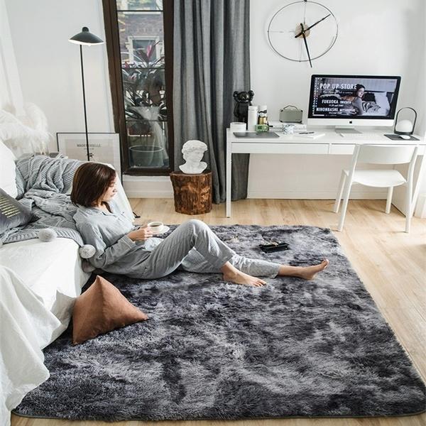 Super Soft Tie-Dye Art Carpet Floor Bedroom Mat Furniture & Decor Dark Gray 50x80cm - DailySale