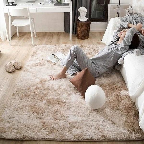 Super Soft Tie-Dye Art Carpet Floor Bedroom Mat Furniture & Decor Khaki 50x80cm - DailySale
