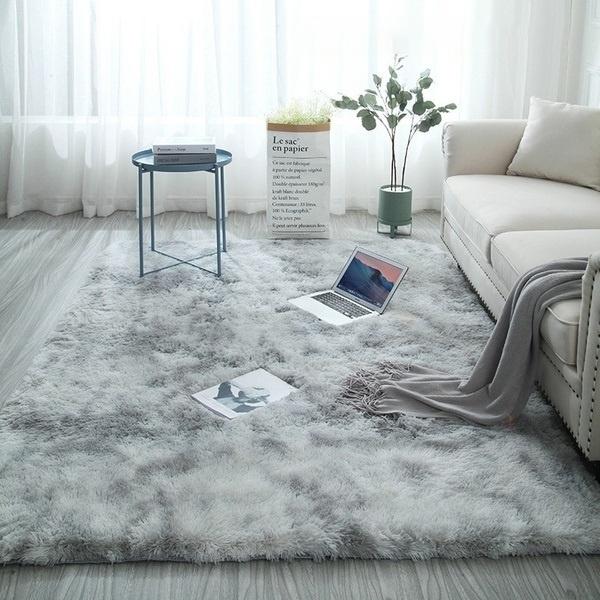 Super Soft Tie-Dye Art Carpet Floor Bedroom Mat Furniture & Decor Light Gray 50x80cm - DailySale