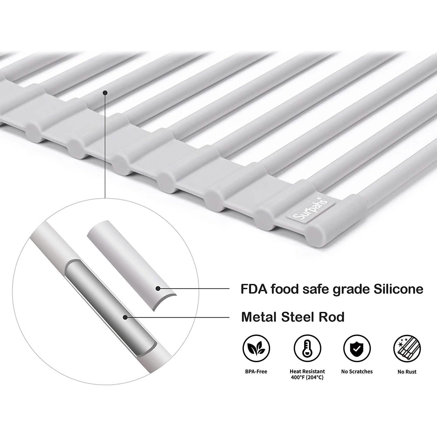 Surpahs Over The Sink Multipurpose Roll-Up Dish Drying Rack - Thumbnail 5