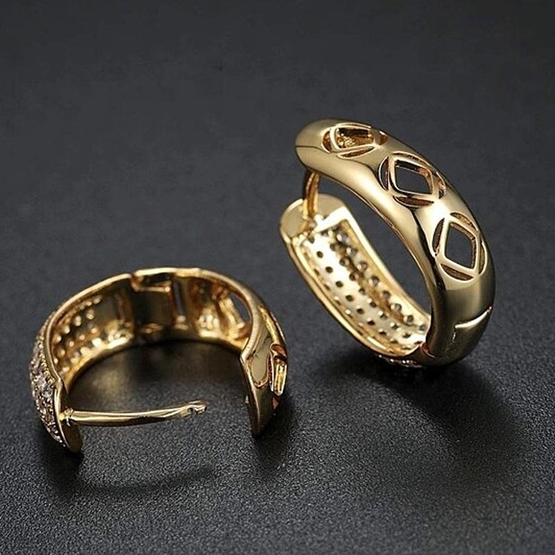 Swarovski Crystal Huggie Earrings In Yellow Gold Jewelry - DailySale