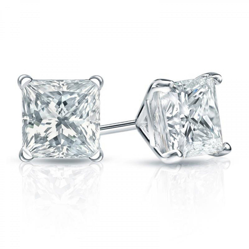Swarovski Crystals Princess-Cut Stud Earrings Jewelry - DailySale