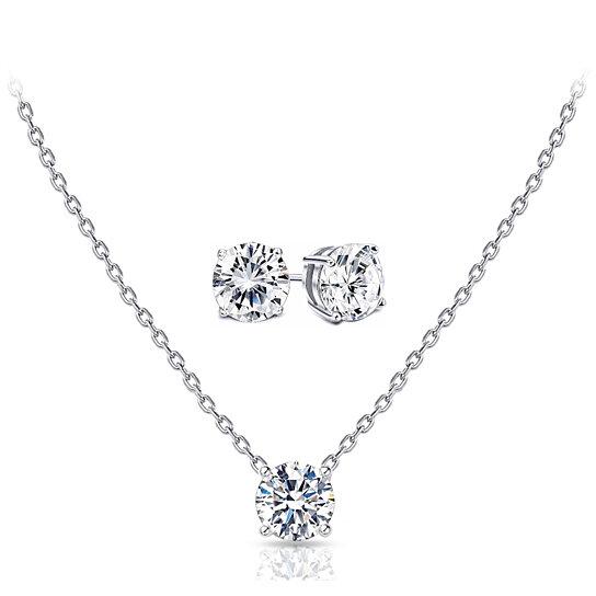 Swarovski Elements Round Cut Necklace with Studs Sets Necklaces - DailySale