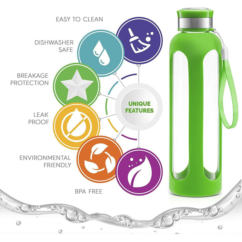 Swig Savvy Glass Water Bottles with Protective Silicone Sleeve & Stainless Steel Leak Proof Lid Everything Else - DailySale