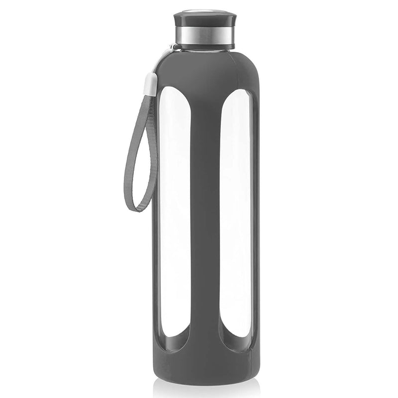 Swig Savvy Glass Water Bottles with Protective Silicone Sleeve & Stainless Steel Leak Proof Lid Everything Else Gray - DailySale