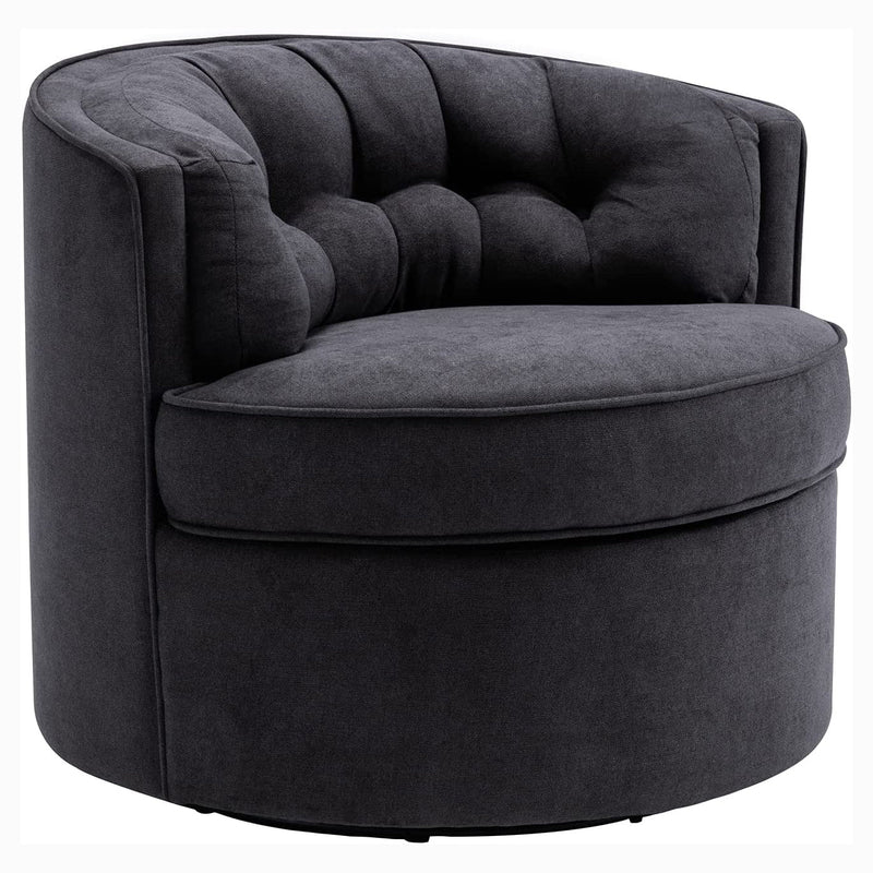 Swivel Accent Linen Fabric Bucket Reading Chair Furniture & Decor Black - DailySale