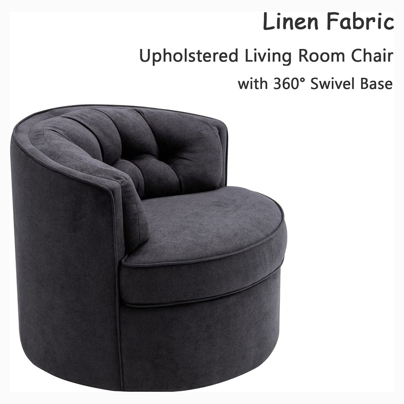 Swivel Accent Linen Fabric Bucket Reading Chair Furniture & Decor - DailySale