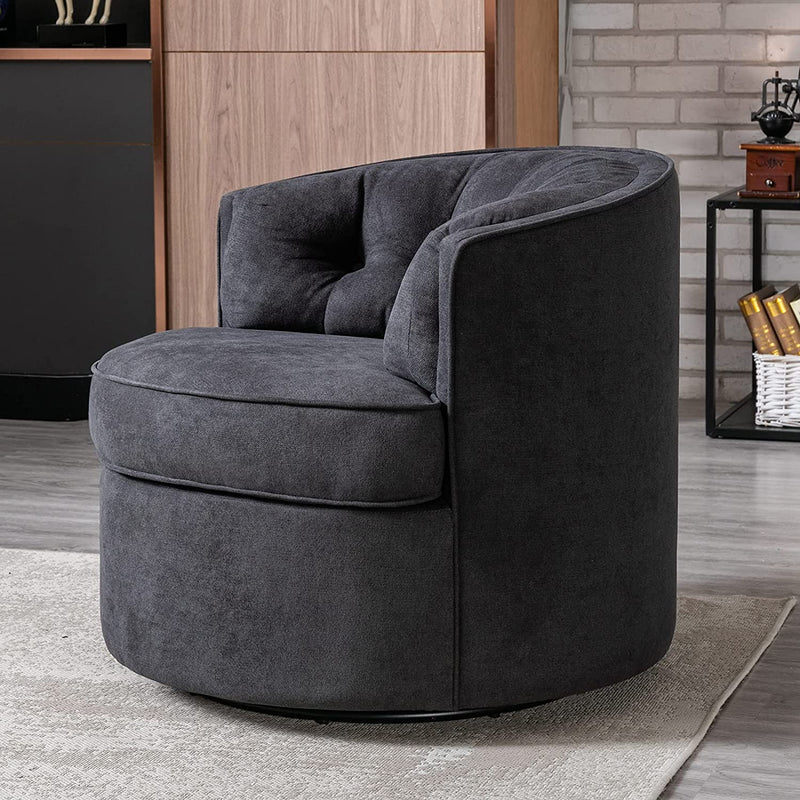 Swivel Accent Linen Fabric Bucket Reading Chair Furniture & Decor - DailySale