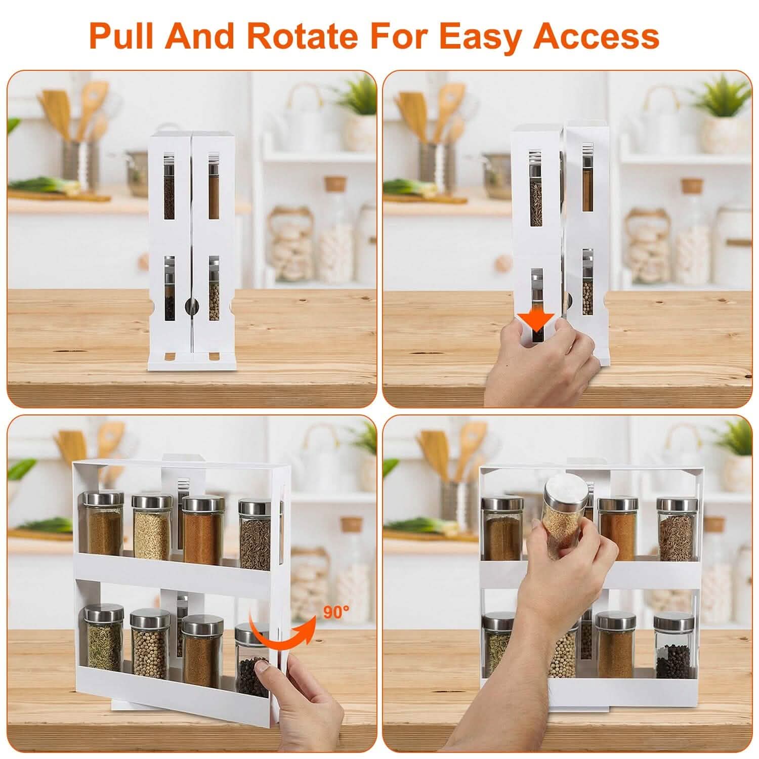 Swivel Cabinet Organizer Revolving Kitchen Rack Spice Organizer Kitchen Storage - DailySale