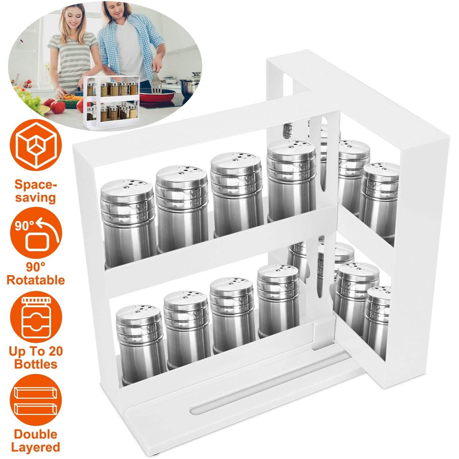 Swivel Cabinet Organizer Revolving Kitchen Rack Spice Organizer Kitchen Storage - DailySale