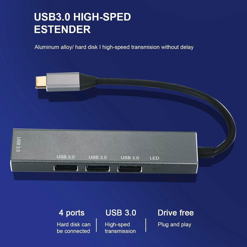 T304 4-in-1 Hub Type C to USB3.0*4 Intelligent USB Hub Multi-Port Adapter Computer Accessories - DailySale