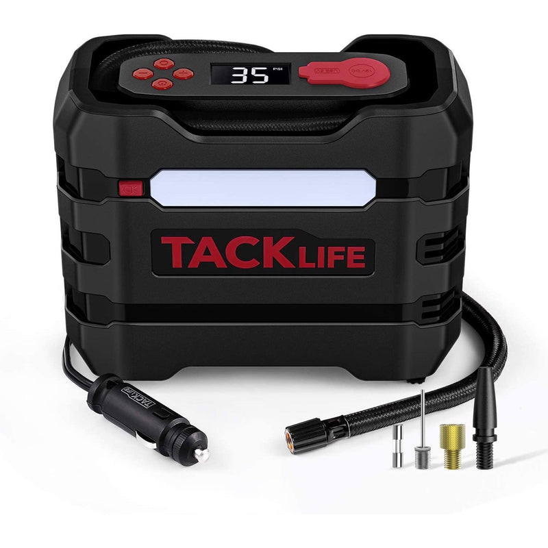 TACKLIFE Car Tire Inflator 12V DC Portable Air Compressor with 3 LED Lights Automotive - DailySale