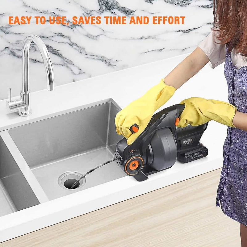 TACKLIFE Drain Snake 25Ft Automatic Cordless Drain Clog Remover Household Appliances - DailySale