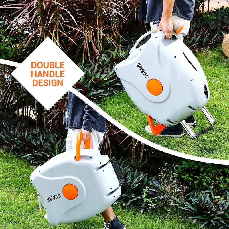TACKLIFE Garden Retractable Hose Reel 82+8 FT 5/8'' Wall Mounted Garden & Patio - DailySale