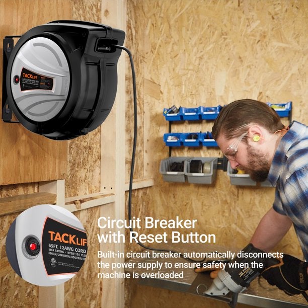 Tacklife Retractable Extension Cord, 65FT+4.5 Extension Cord Reel Batteries & Electrical - DailySale