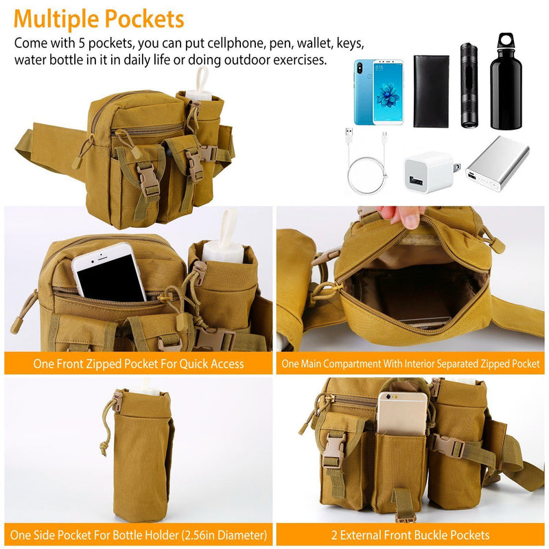 Tactical Waist Bag Utility Pouch Belt Bag with Water Bottle Pouch Bags & Travel - DailySale