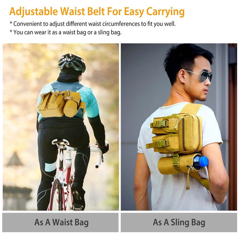 Tactical Waist Bag Utility Pouch Belt Bag with Water Bottle Pouch Bags & Travel - DailySale