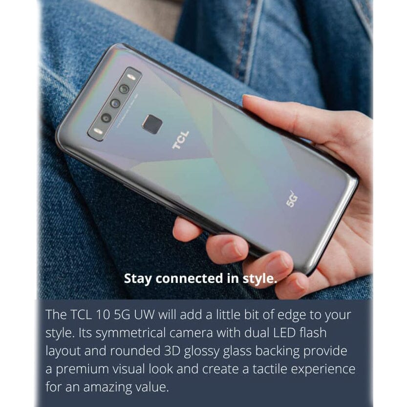 TCL 10 5G UW 128GB Smartphone Gray Verizon (Refurbished) Cell Phones - DailySale