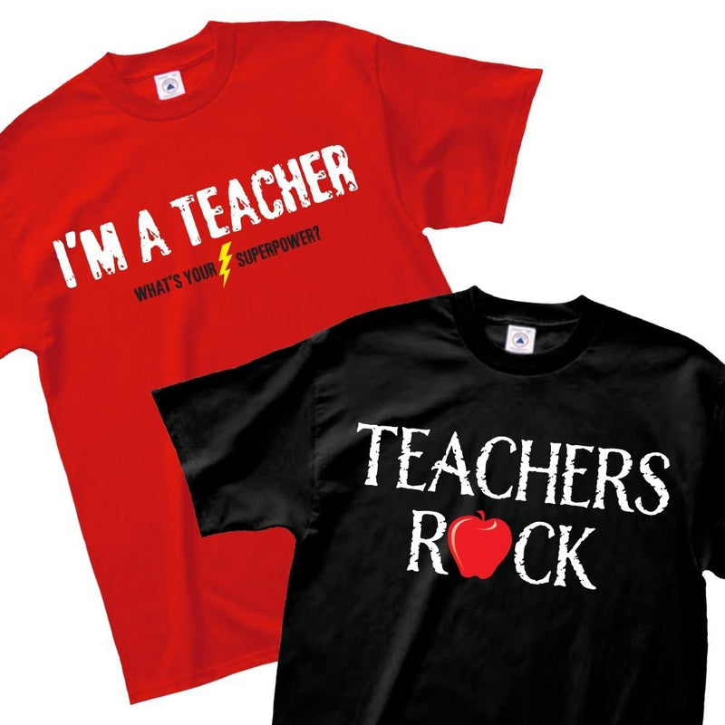 Teachers Rock or Teacher Superpower T-Shirt - Assorted Styles and Sizes Women's Apparel - DailySale